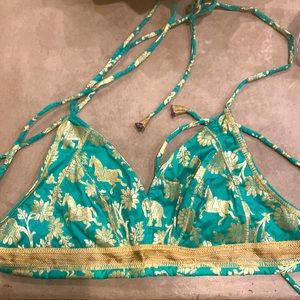 Indian Green and Gold Crop Top / Bralette